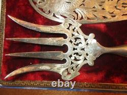 2 Ancien Et Superbes Grands Cutlery De Service Manche Argent Massif, Minerva