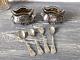 2 Ancient Solid Silver Salerons & 4 Spoons