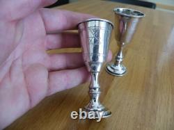 2 Antique Silver Goblets on Foot with Walking Lion, Silversmith At