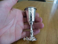 2 Antique Silver Goblets on Foot with Walking Lion, Silversmith At
