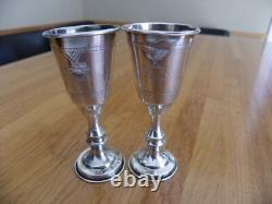 2 Antique Silver Goblets on Foot with Walking Lion, Silversmith At