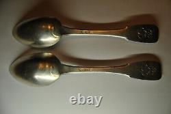2 Antique Solid Silver Spoons 1798/1809 Rooster Hallmark Old Man's Head