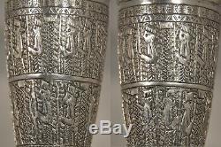 2 Candlesticks Old Persian Islamic Sterling Silver Solid Silver Candlesticks 398gr