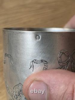 2 Old solid silver goblets with Minerva hallmark