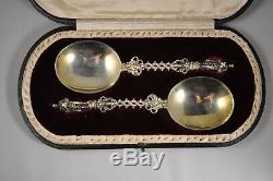 2 Spoon Old Vermeil Sterling Silver Antique Coin Silver Spoon Sheffield 1911