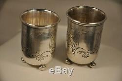 2 Timpani Russian Old Russian Antique Sterling Silver Goblets 1896