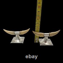 2 Vintage Silver Solid Knife Holders, Edward John Haseler & Noble Haseler