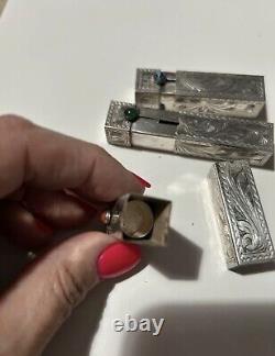 3 Antique Lipstick Cases in Solid Silver