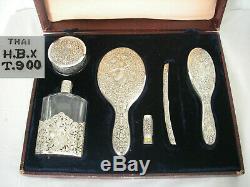 500-600gr Silver Cambodia Former Indochina Box Makeup Vanity