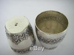 608gr Silver Cambodia Indochina Shaker Cups Former Service Cocktail