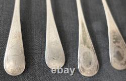 6 Antique Coffee Tea Spoons, Solid Silver Mercury Mark