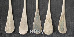 6 Antique Coffee Tea Spoons, Solid Silver Mercury Mark
