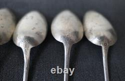 6 Antique Coffee Tea Spoons, Solid Silver Mercury Mark