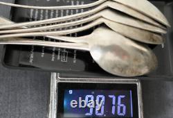 6 Antique Silver Coffee Tea Spoons, Solid Silver Mercury Mark