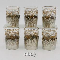 6 Liqueur Glasses Solid Silver Frame Minèrve Style Louis Xv, Late 19th Century