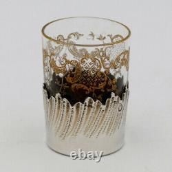 6 Liqueur Glasses Solid Silver Frame Minèrve Style Louis Xv, Late 19th Century