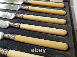 6 Old Dessert Knives 19th Solid Silver