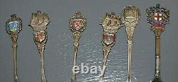 6 Old Silver Souvenir Spoons