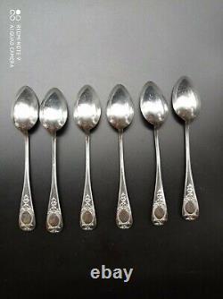 6 Old Small Spoon In Solid Silver Decoration Floral Medallion In Box