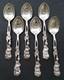6 Pretty Antique Silver Plated Small Spoons With Rose Design And Leaf Bowl
