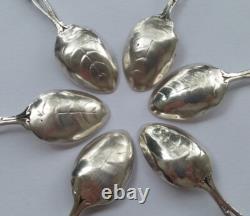 6 Pretty Antique Silver Plated Small Spoons with Rose Design and Leaf Bowl