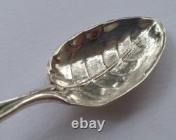 6 Pretty Antique Silver Plated Small Spoons with Rose Design and Leaf Bowl