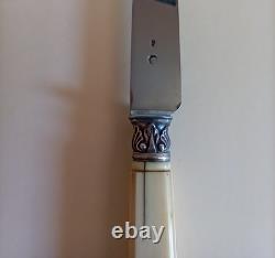 6 antique dessert knives, 19th century, solid silver, chiseled flowers, R/2