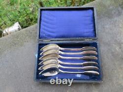 6 antique small solid silver spoons 137gr model Cluny XIX