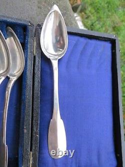 6 antique small solid silver spoons 137gr model Cluny XIX