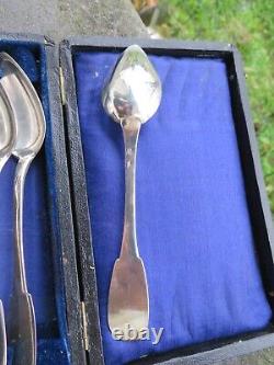 6 antique small solid silver spoons 137gr model Cluny XIX