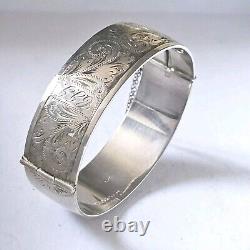 925 Sterling Silver Opening Bangle Engraved with Anchor and Lion Hallmarks 1960 Vintage 58g