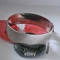 925 Sterling Silver Opening Bangle Engraved with Anchor and Lion Hallmarks 1960 Vintage 58g