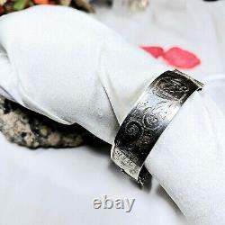 925 Sterling Silver Opening Bangle Engraved with Anchor and Lion Hallmarks 1960 Vintage 58g