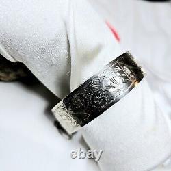 925 Sterling Silver Opening Bangle Engraved with Anchor and Lion Hallmarks 1960 Vintage 58g