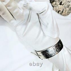 925 Sterling Silver Opening Bangle Engraved with Anchor and Lion Hallmarks 1960 Vintage 58g