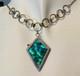 925 Sterling Silver, Vintage Necklace Pendant With Abalone Mother Of Pearl, Chain Jewelry