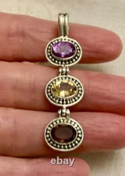 ANCIENT Imposing SOLID SILVER PENDANT TOPAZ AMETHYST CITRINE CREATOR