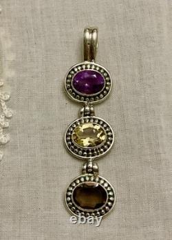 ANCIENT Imposing SOLID SILVER PENDANT TOPAZ AMETHYST CITRINE CREATOR