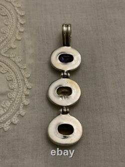 ANCIENT Imposing SOLID SILVER PENDANT TOPAZ AMETHYST CITRINE CREATOR