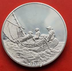ANCIENT MEDAL IN SOLID SILVER THE BREEZE RISES 1876 in UNC