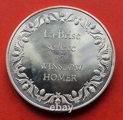ANCIENT MEDAL IN SOLID SILVER THE BREEZE RISES 1876 in UNC