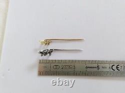 ANCIENT PAIR OF 18 CARAT GOLD + SOLID SILVER OLIVE BRANCH 18K PALM