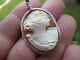Ancient Shell Cameo - Woman Profile Pendant - Solid Silver 925 - Poland
