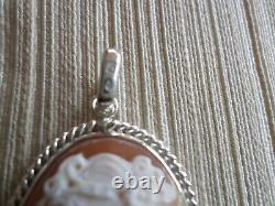 ANCIENT SHELL CAMEO - Woman Profile Pendant - Solid Silver 925 - Poland