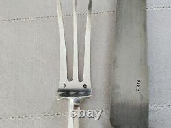 ANCIENT SOLID SILVER CARVING SET MINERVE LEG OF LAMB FORK KNIFE 19th CENTURY
