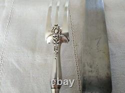 ANCIENT SOLID SILVER CARVING SET MINERVE LEG OF LAMB FORK KNIFE 19th CENTURY