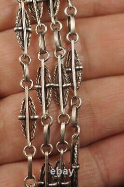 ANCIENT SOLID SILVER LONG NECKLACE 19th CENTURY 100CM