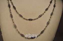 ANCIENT SOLID SILVER LONG NECKLACE 19th CENTURY 100CM