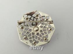 ANTIQUE ART DECO BROOCH STERLING SILVER CULTURED PEARLS marcasites 1930 star