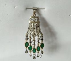 ANTIQUE ART DECO PENDANT 18K GOLD SOLID SILVER EMERALD DIAMOND chandelier 1930